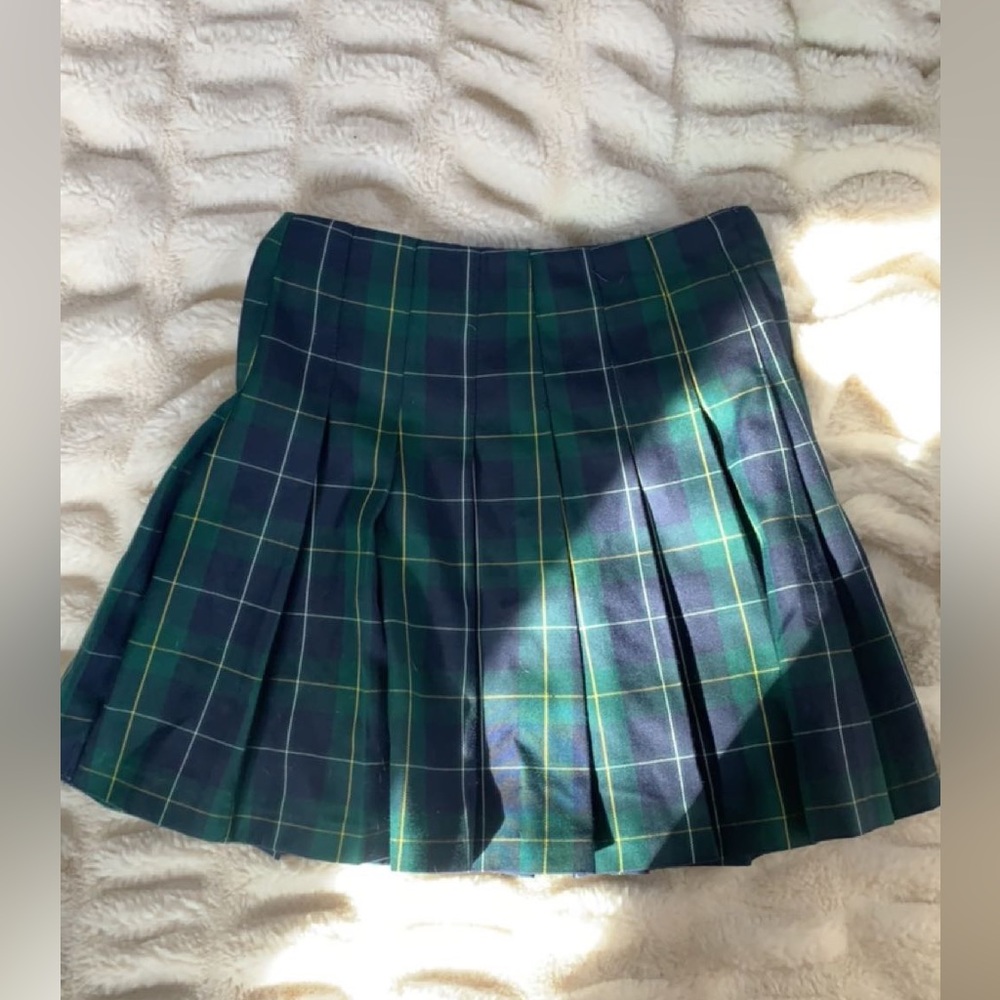 Green and Blue Plaid Skirt